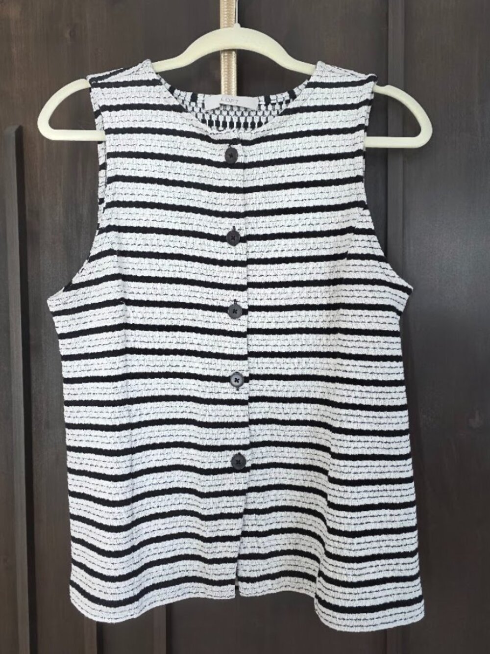 Loft Striped Textured Knit Vest